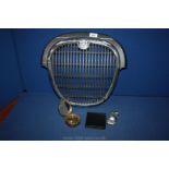 A Jaguar S Type replacement grill, brass military march compass,