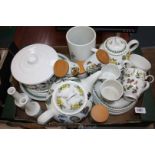 A quantity of Portmeirion Botanical Garden pattern china including a large teapot,