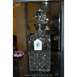 A cut glass Decanter 8 1/2" tall with a smart silver collar hall-marked Birmingham, maker J.G.