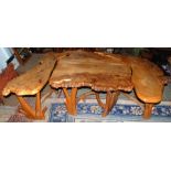 A rustic Wych Elm nest of Tables/table and benches,