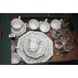 A large quantity of 'Eternal Bow' by Johnson Bros china including cups, saucers,