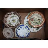A quantity of various decorative plates and bowls including Cries of London and Pickwick Papers,