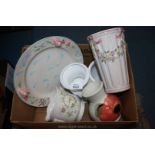 A quantity of china including cake stand, three vases,
