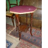 An unusual Edwardian Mahogany octagonal topped Card Table with deep pink coloured baize top and