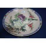A Similar but A/F, Large Oriental Porcelain Charger Hand Painted with Bird & Blossom Decoration,