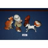 A small grey Beswick foal, a USSR fox (ear as found,) a White and Mackey scotch whiskey squirrel,