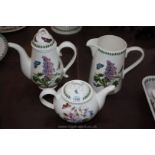 A Portmeirion ''Botanical Garden'' coffee Pot and lid,Teapot and a large Jug.