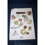 Miscellaneous Military cap and uniform badges, penknife,