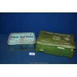 Two Vintage First Aid Kits Inc Boots Tinned & a 60's issued by VW in Plastic Case with Original