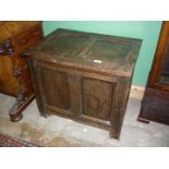 An unusually compact two panel Blanket Chest of peg-joined construction and with scratch- moulded