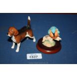 A Beswick Beagle Hound and a Border Fine Arts model of a Kingfisher, 3'' tall including plinth.