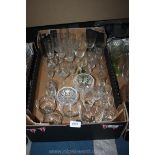 A quantity of glass including champagne flutes, sundae dishes, etc.