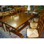 A good contemporary rectangular dark Oak dining Table,