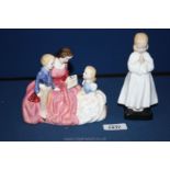 Two Royal Doulton figures; "Bedtime" and "The Bedtime Story".