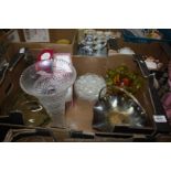 Miscellaneous glass including a tall glass vase, four Royal Albert crystal boxed wine glasses,