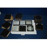 A box of church hymn slides.