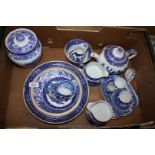 A large quantity of blue and white china including; Spode Italian pattern, Royal Worcester,