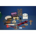 Miscellaneous items including opera glasses.