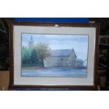 A large framed Oil on board of Cross Keys pub,