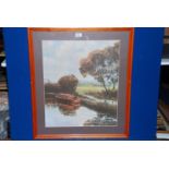 A large framed Print of 'Oxford Canal' by Antony Warren