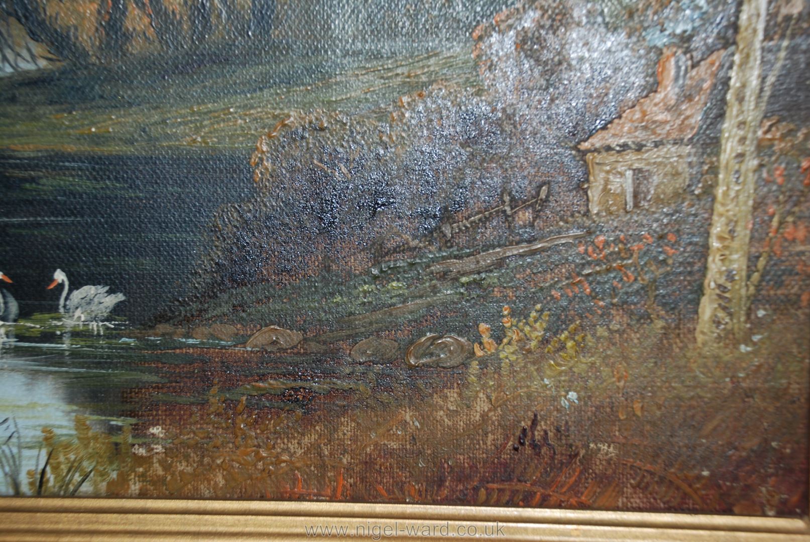 An Oil on canvas of a rural English landscape with a good gilt frame; - Image 3 of 12