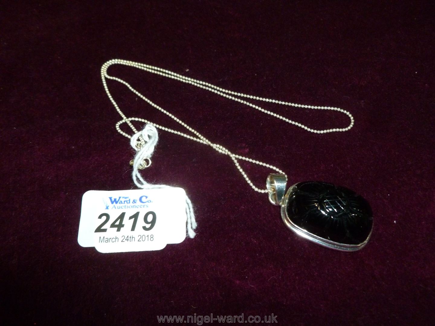 A Silver and black Onyx Pendant - Image 2 of 3