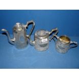 A silver plated Coffee pot, teapot and sugar bowl.