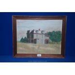 After Edward Hopper, Oil on canvas of a Mansard roofed timber house set amongst trees.