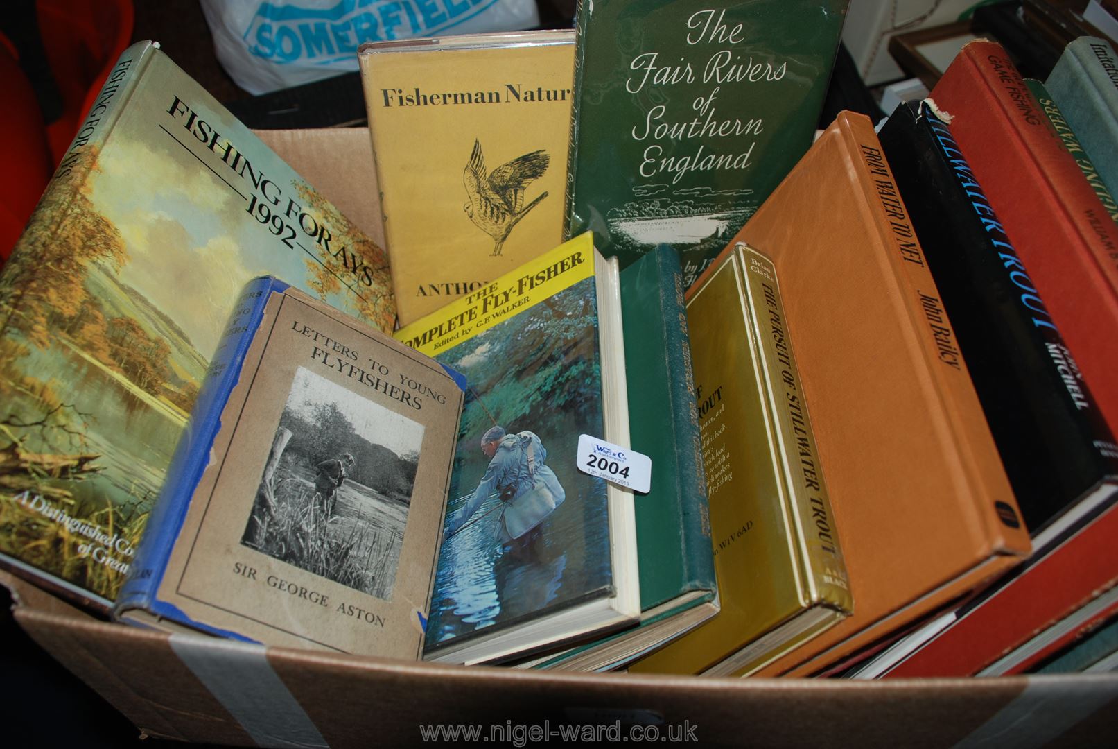 A box of books to include; Fishing Forays 1992, Mountain Moor and Loch, Fly fishing, etc.