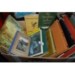 A box of books to include; Fishing Forays 1992, Mountain Moor and Loch, Fly fishing, etc.
