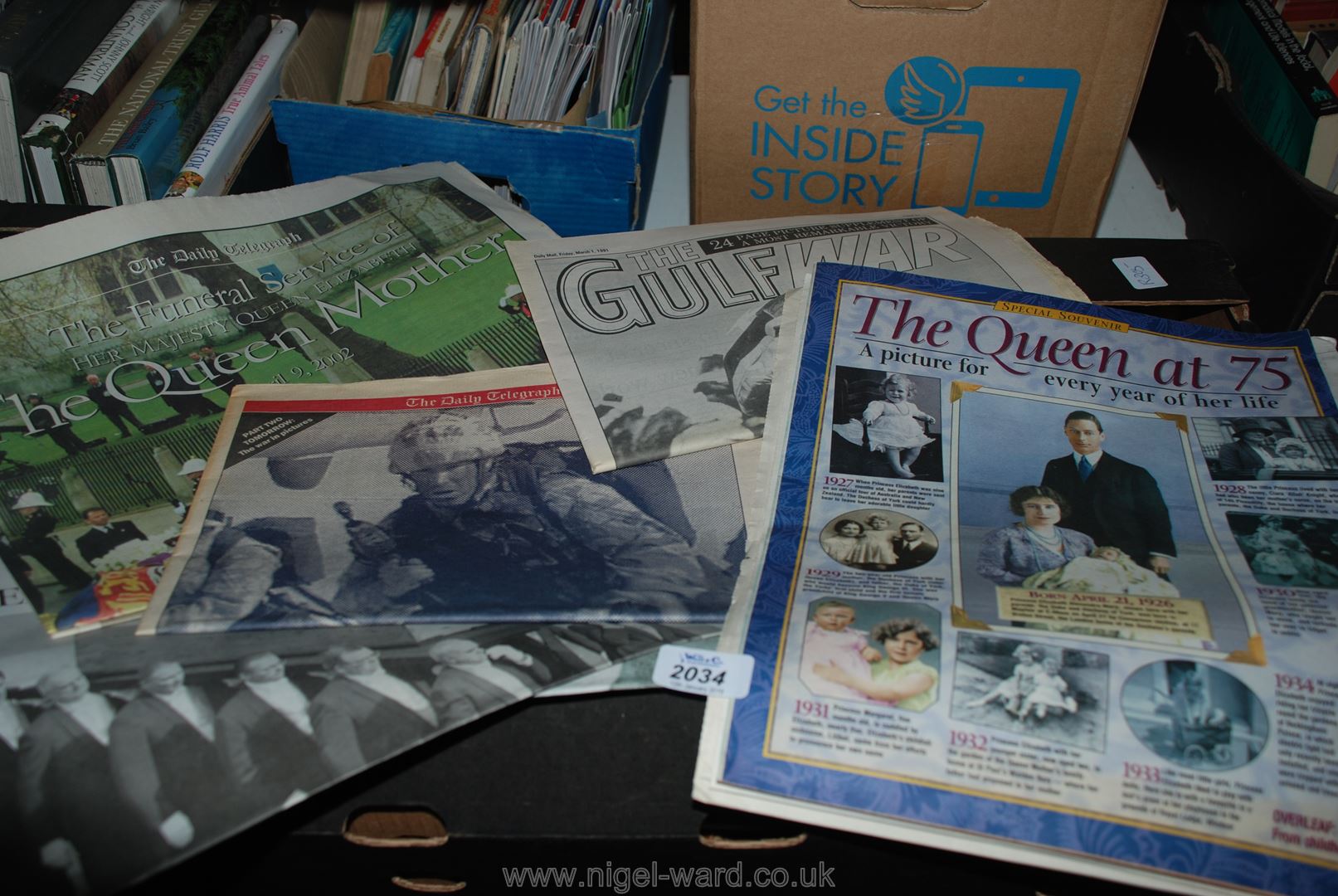 A quantity of old newspapers; Royalty, Gulf War, etc.