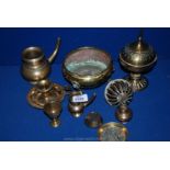 Miscellaneous continental brass items, bowls,