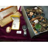 A quantity of miscellaneous costume jewellery, wristwatches etc.