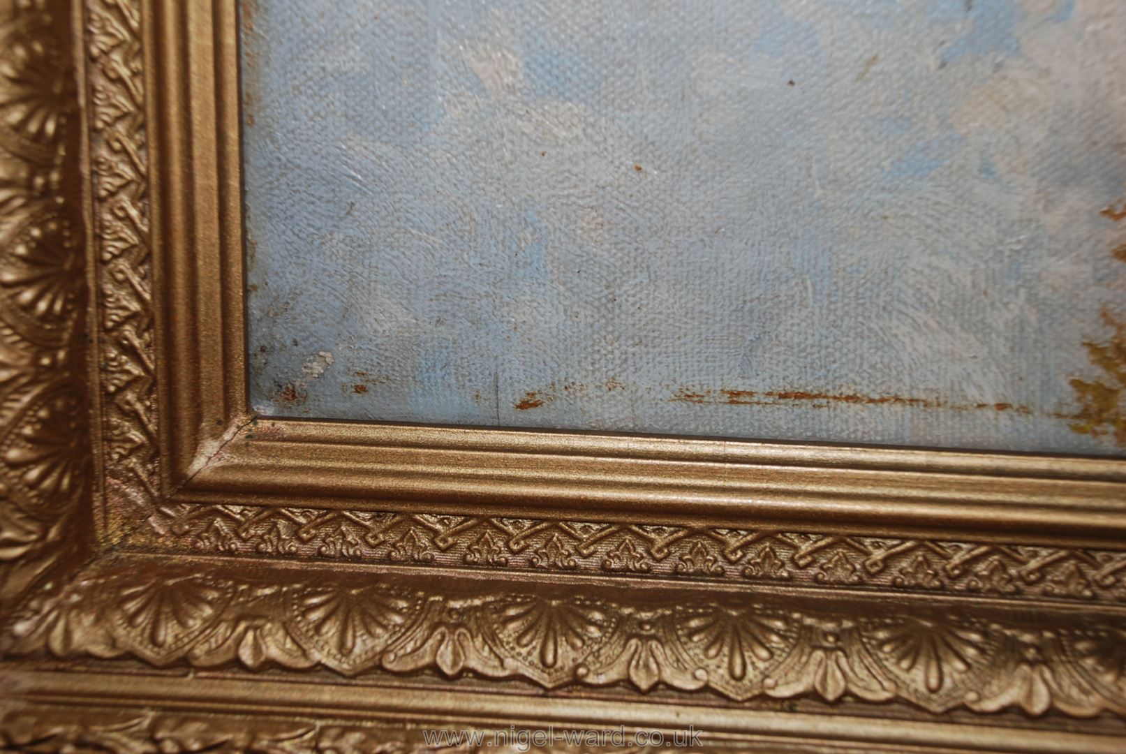 An Oil on canvas of a rural English landscape with a good gilt frame; - Image 5 of 12