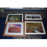 A framed Print depicting three Hunting Scenes: 'The Find',