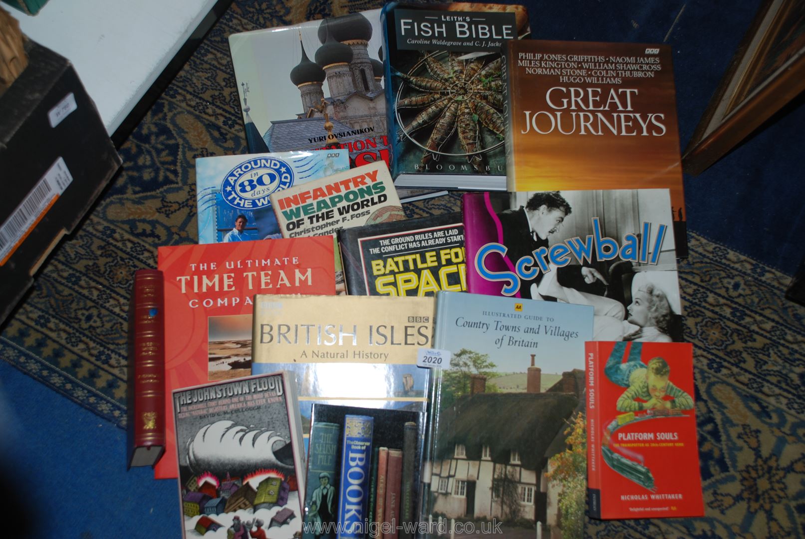 A box of books including; Ash Bible battle for space, British Isles natural history, etc.