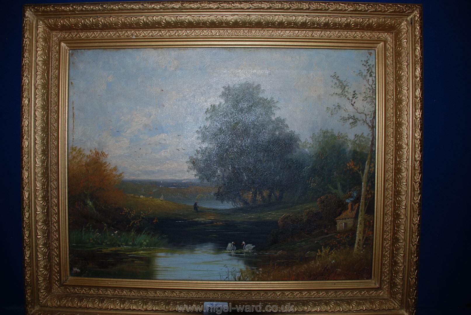 An Oil on canvas of a rural English landscape with a good gilt frame; - Image 2 of 12