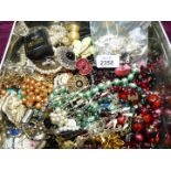Miscellaneous costume jewellery broaches, earrings, beads,