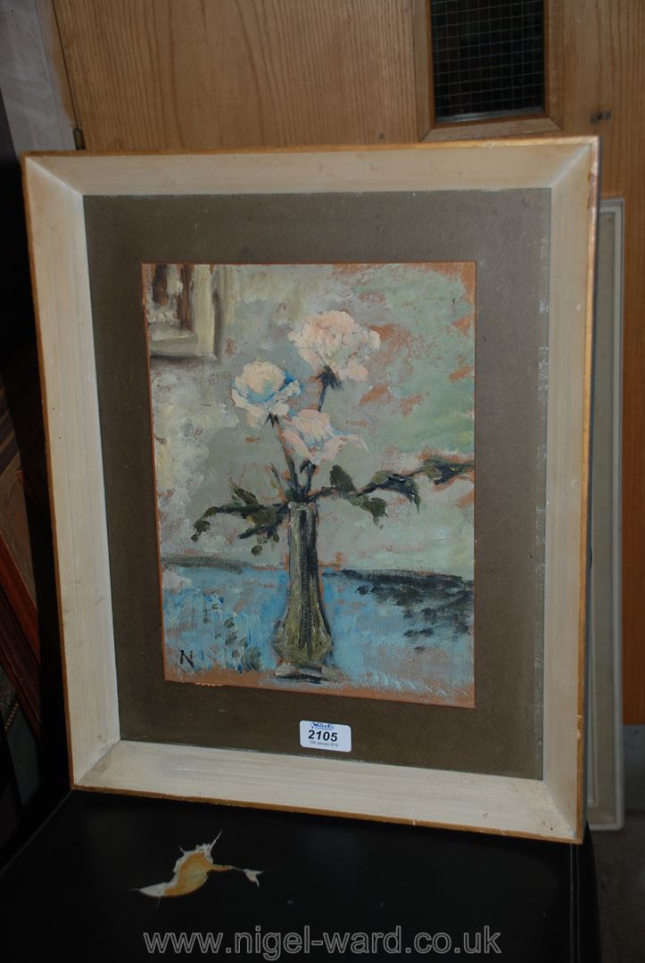 A still life Oil painting on card, signed 'N' bottom left, in the manner of William Nicholson. - Image 5 of 8