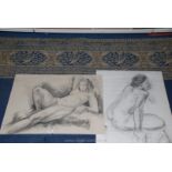 William Hammond, two Charcoal life studies from his studio collection,