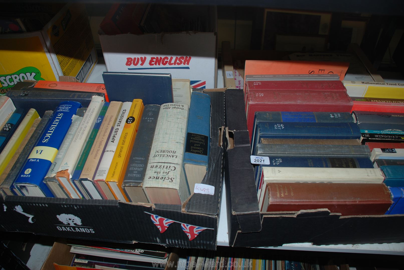 Two boxes of books; statistic references, etc.