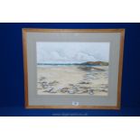 Dramatic watercolour of west coast of Scotland by Heather Hunt and dated 1987.