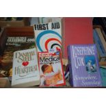 A quantity of books including; Cookery, First Aid and paperback novels.
