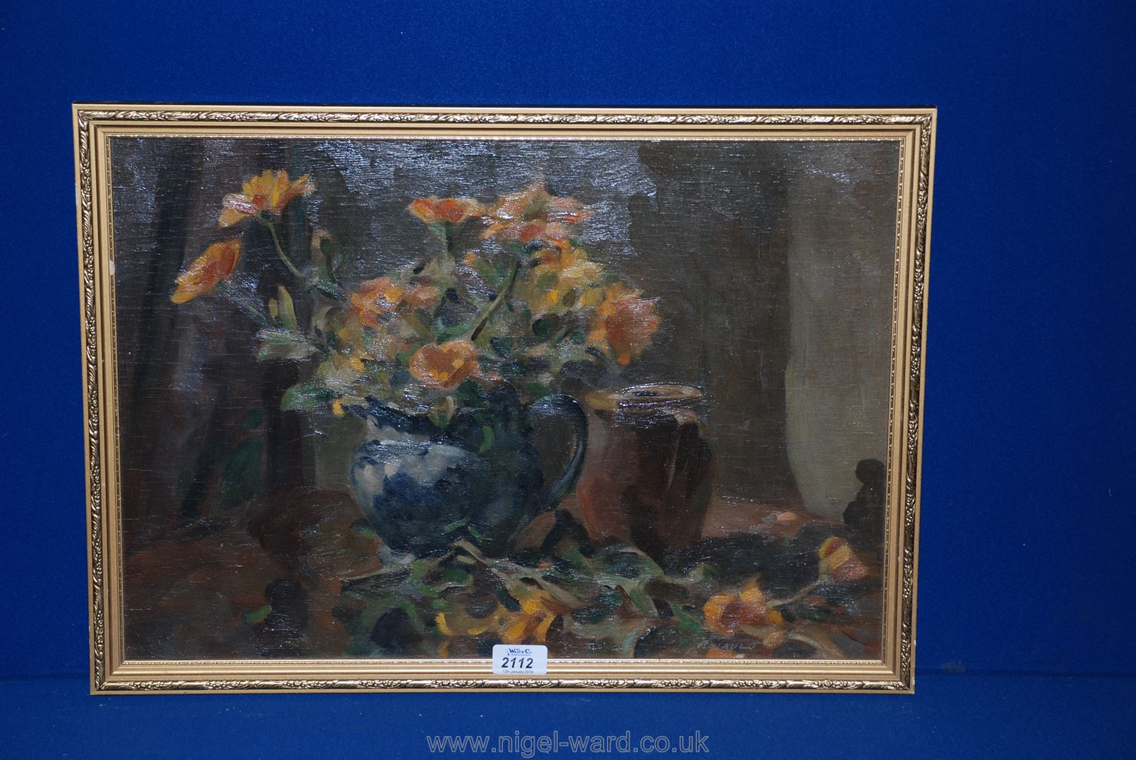 Sydney Graham Briault,(1887-1955) Oil on board "Still Life Flowers and Jugs", signed Briault,