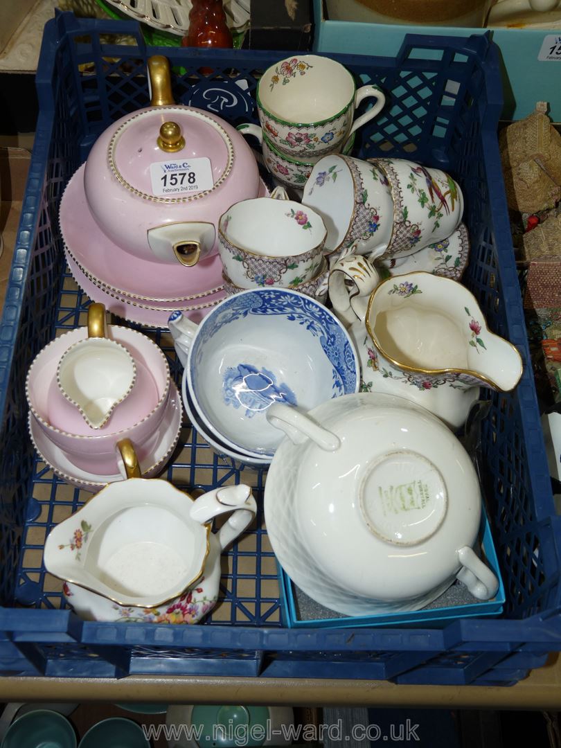 A quantity of china including pink Wedgwood tea for one,