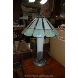 A tall modern Deco style Table Lamp by Kind Light with Tiffany style shade