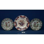 Two small mid-19th c. Masons Ironstone Plates and a Newhall Plate.