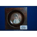 A framed miniature of Letizia Bonaparte, nee Ramolino, Napoleon's Mother, signed.