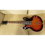 A rare Welson hollow bodied three pick up Electric guitar, Hammonds of Watford 1970,