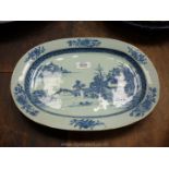 A Chinese oval blue and white Meat Plate.